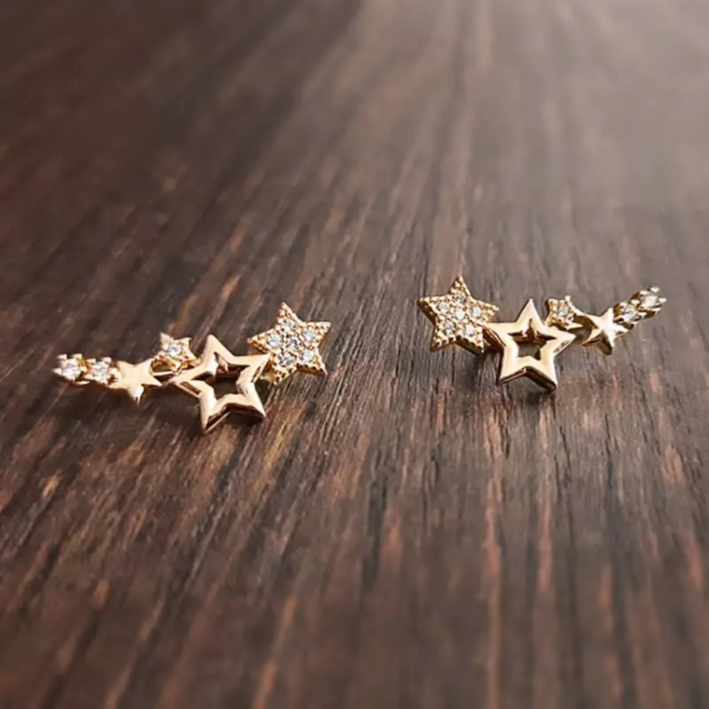 ⚜️[𝟯𝟬%𝗢𝗙𝗙|𝗯𝘂𝗻𝗱𝗹𝗲𝘀 𝟯+]⚜️CZ 18K Constellation Climber Earrings NEW - Picture 2 of 10